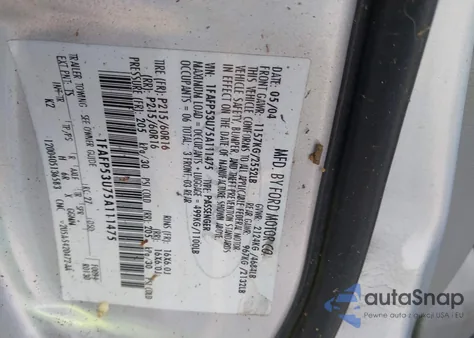 2005 Ford Taurus Se z USA, uszkodzony, nr VIN 1FAFP53U75A111475